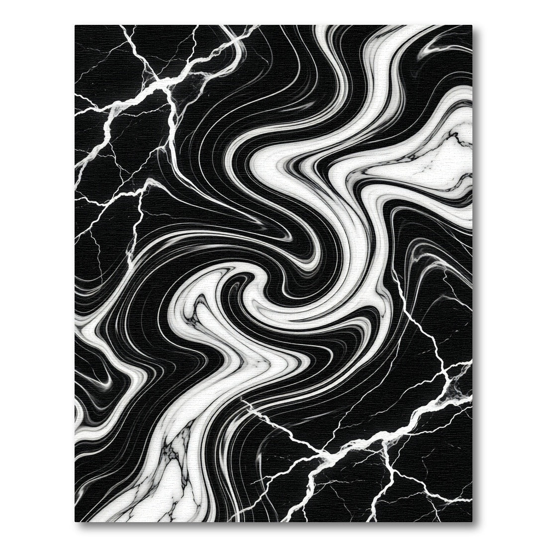 Monochrome Marble Swirl Abstract Wave Rug