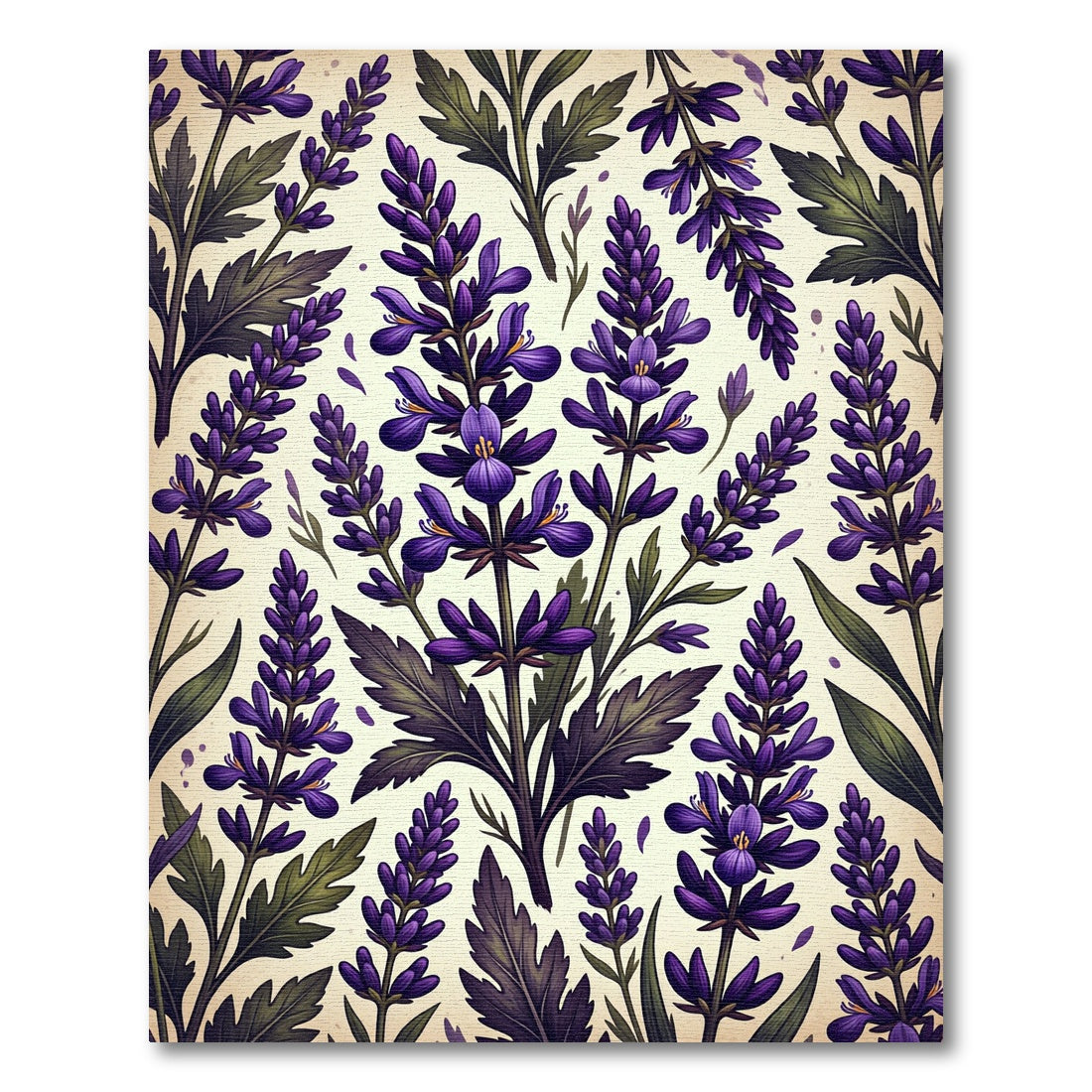 Vintage Royal Purple Lavender Botanical Rug