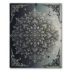 Ethereal Silver Mandala Floral Art Rug