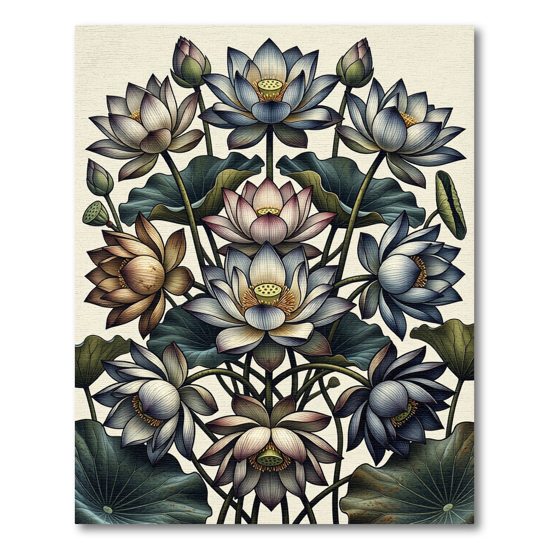Elegant Lotus Blossom Garden Arrangement Rug