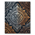 Metallic Gold and Silver Ornate Medallion Rug