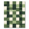 Deep Forest Green Botanical Checkerboard Rug