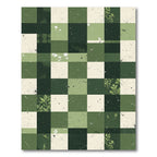 Deep Forest Green Botanical Checkerboard Rug