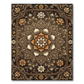 Elegant Bronze Floral Golden Medallion Rug