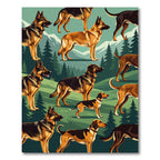 Majestic German Shepherd Mountain Forest Scene Rug