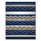 Navy and White Nautical Rope Border Rug