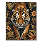 Golden Tiger Jungle Foliage Rug