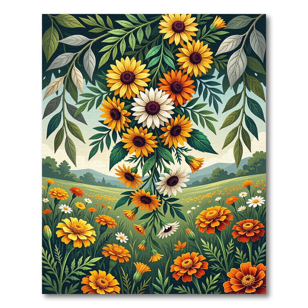 Vibrant Floral Sunflower Bouquet Meadow Rug