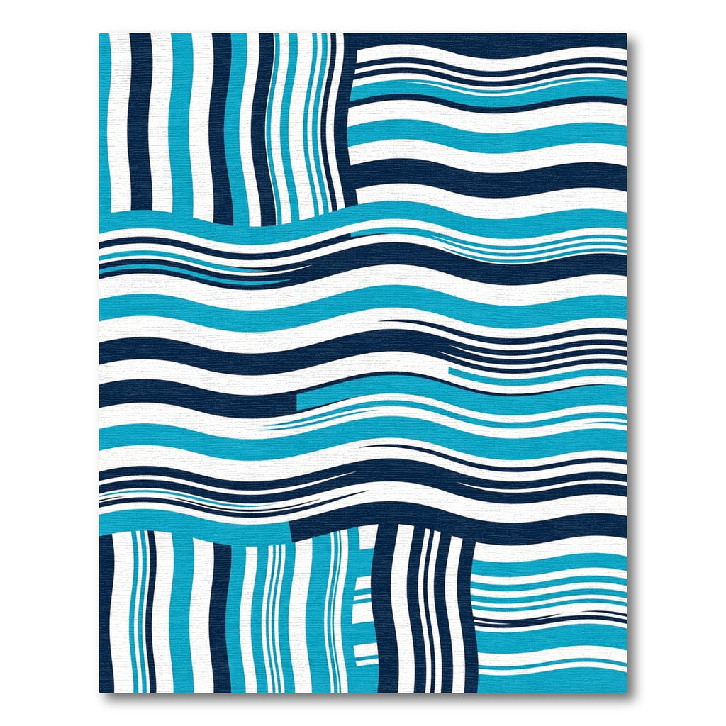 Modern Azure Navy Abstract Wave Rug