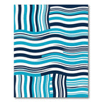 Modern Azure Navy Abstract Wave Rug