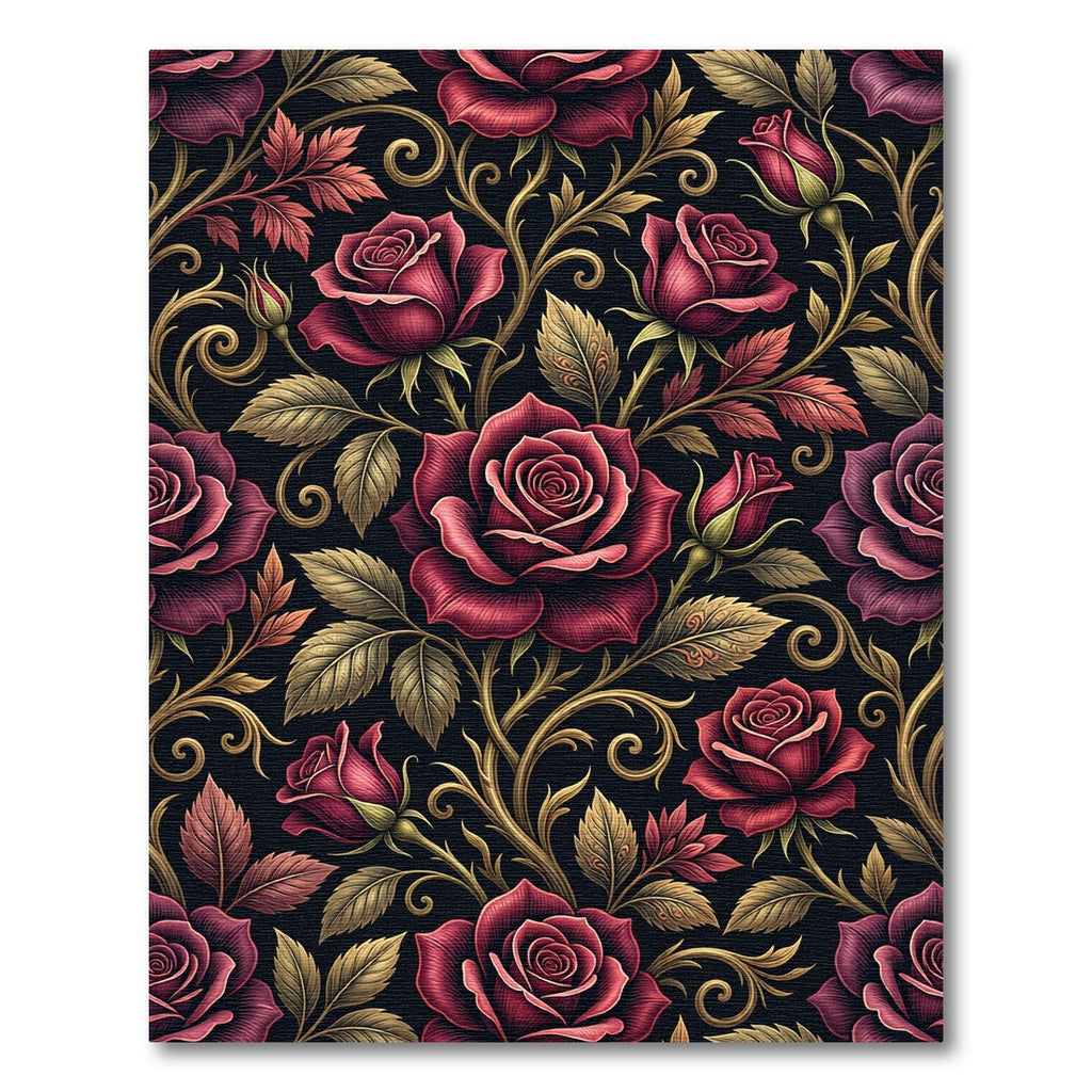 Crimson Rose Vine Flourish Rug