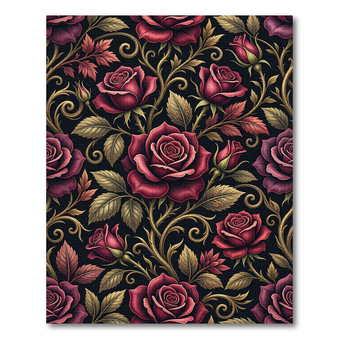 Crimson Rose Vine Flourish Rug