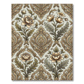 Golden Beige Floral Damask Wall Rug
