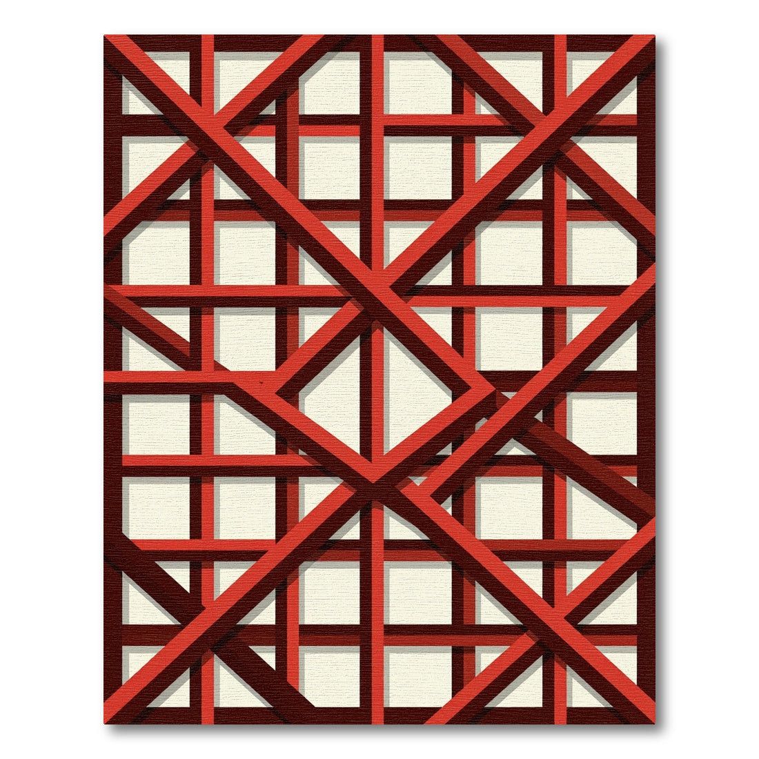 Bold Red Intersecting Grid Rug