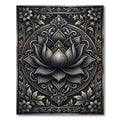 Ornate Metallic Charcoal Lotus Medallion Rug