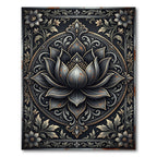 Ornate Metallic Charcoal Lotus Medallion Rug