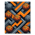 Orange and Gray Basketball Geometric Rug