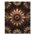 Luxurious Golden Sunburst Crimson Medallion Rug
