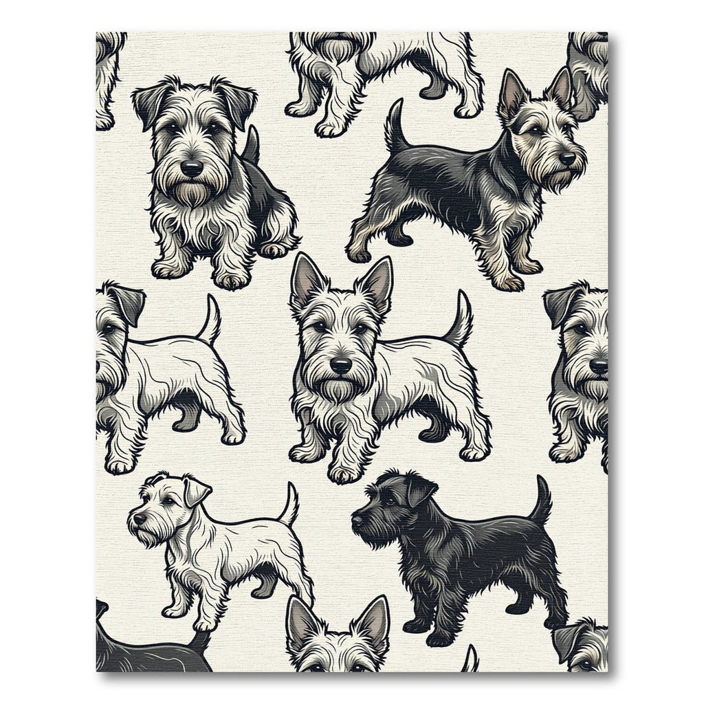 Whimsical Terrier Dog Repeat Illustration Rug