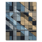 Modern Geometric Slate Blue Grids Rug