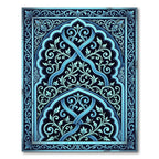 Elegant Teal Floral Archway Composition Rug