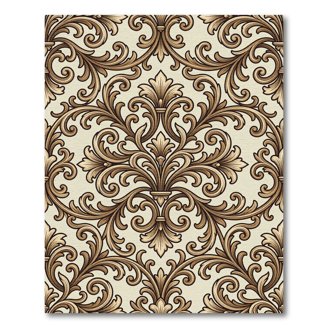 Antique Gold Scrollwork Damask Rug