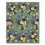 Elegant Sage Floral Bouquet Victorian Rug