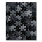 Monochrome Abstract Geometric Puzzle Tile Rug