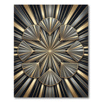 Art Deco Gold and Gray Fan Rug