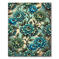 Teal Botanical Chrysanthemum Flourish Art Rug