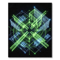 Cyber Neon Geometric Blueprint Grid Rug
