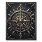 Antique Gold Nautical Compass Emblem Rug