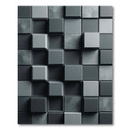 Modern Charcoal Three Dimensional Geometric Block Rug