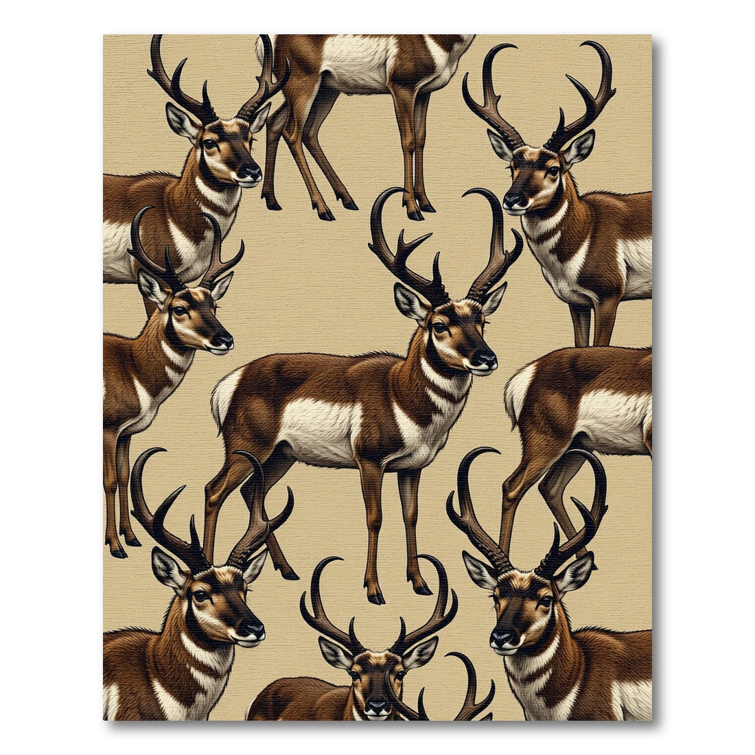 Majestic Antelope Horned Fauna Illustration Rug