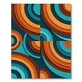 Mid-Century Modern Ochre Teal Arc Abstract Rug