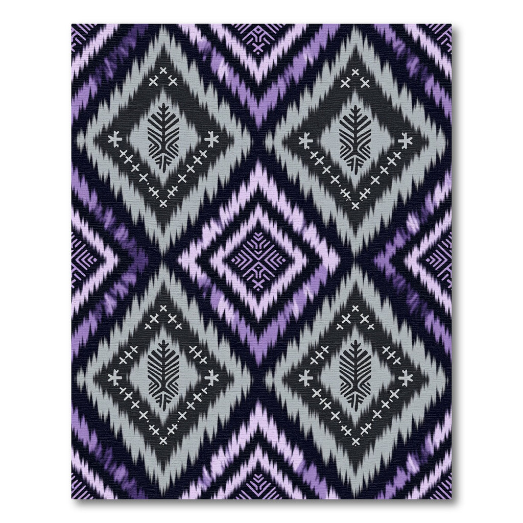 Purple Ikat Geometric Diamond Weave Rug