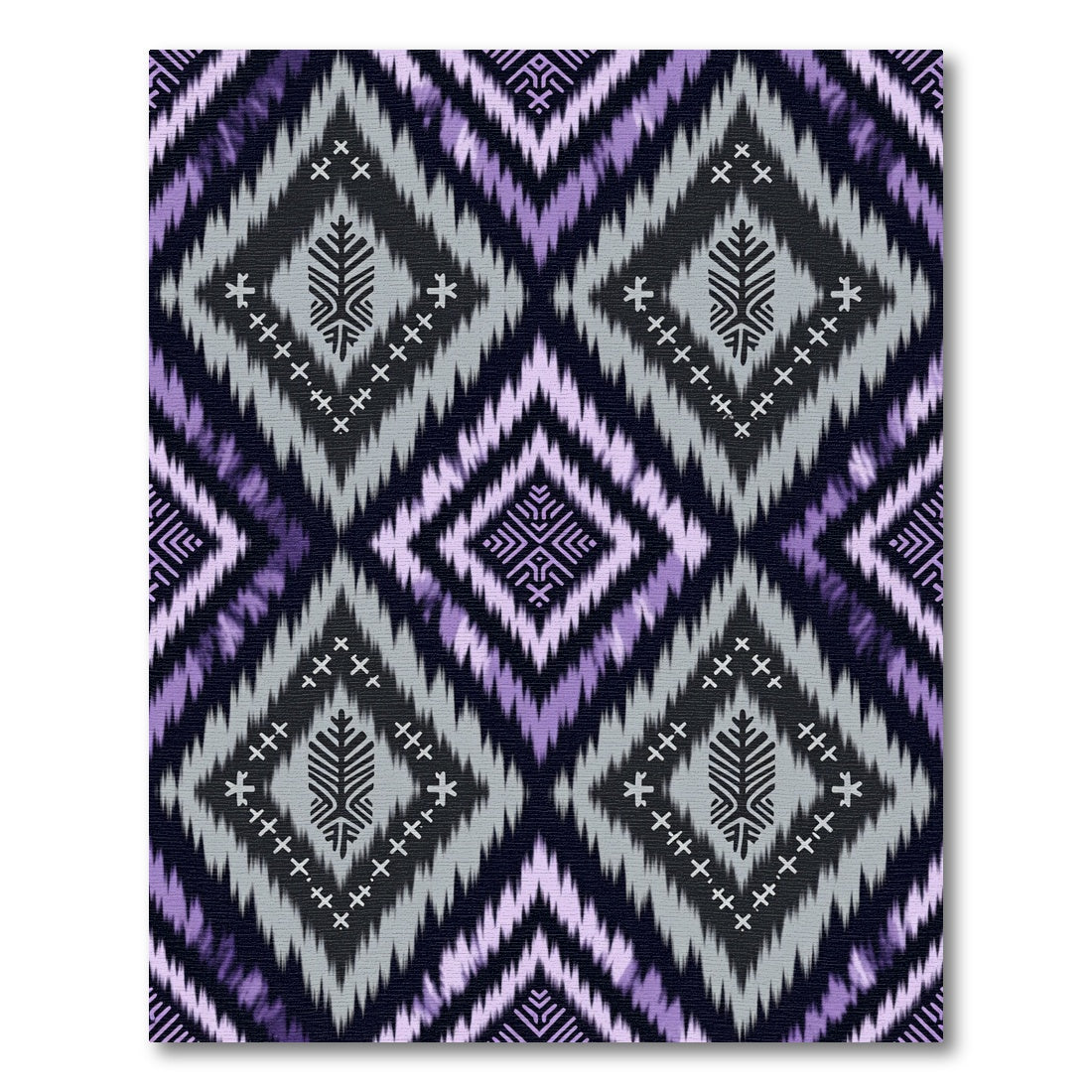 Purple Ikat Geometric Diamond Weave Rug