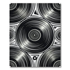 Monochrome Vinyl Record Geometric Art Rug