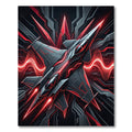 Futuristic Crimson Cyberpunk Fighter Jet Art Rug