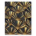 Art Deco Golden Fan Geometric Black Rug