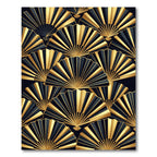 Art Deco Golden Fan Geometric Black Rug