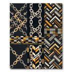 Bold Gold Chain Geometric Tributes Rug