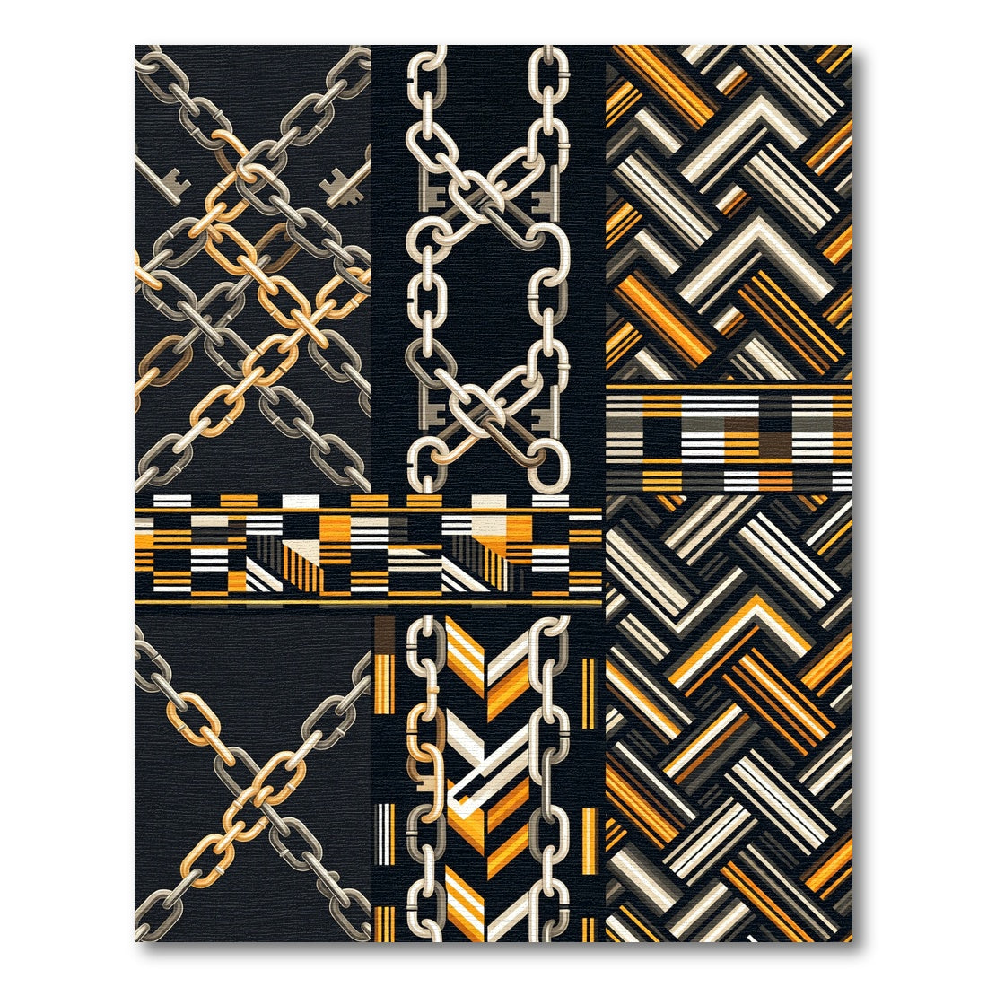 Bold Gold Chain Geometric Tributes Rug