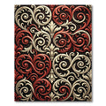 Elegant Crimson and Cream Scrollwork Rug