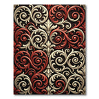 Elegant Crimson and Cream Scrollwork Rug