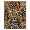 Exotic Leopard Face Sunburst Collage Rug