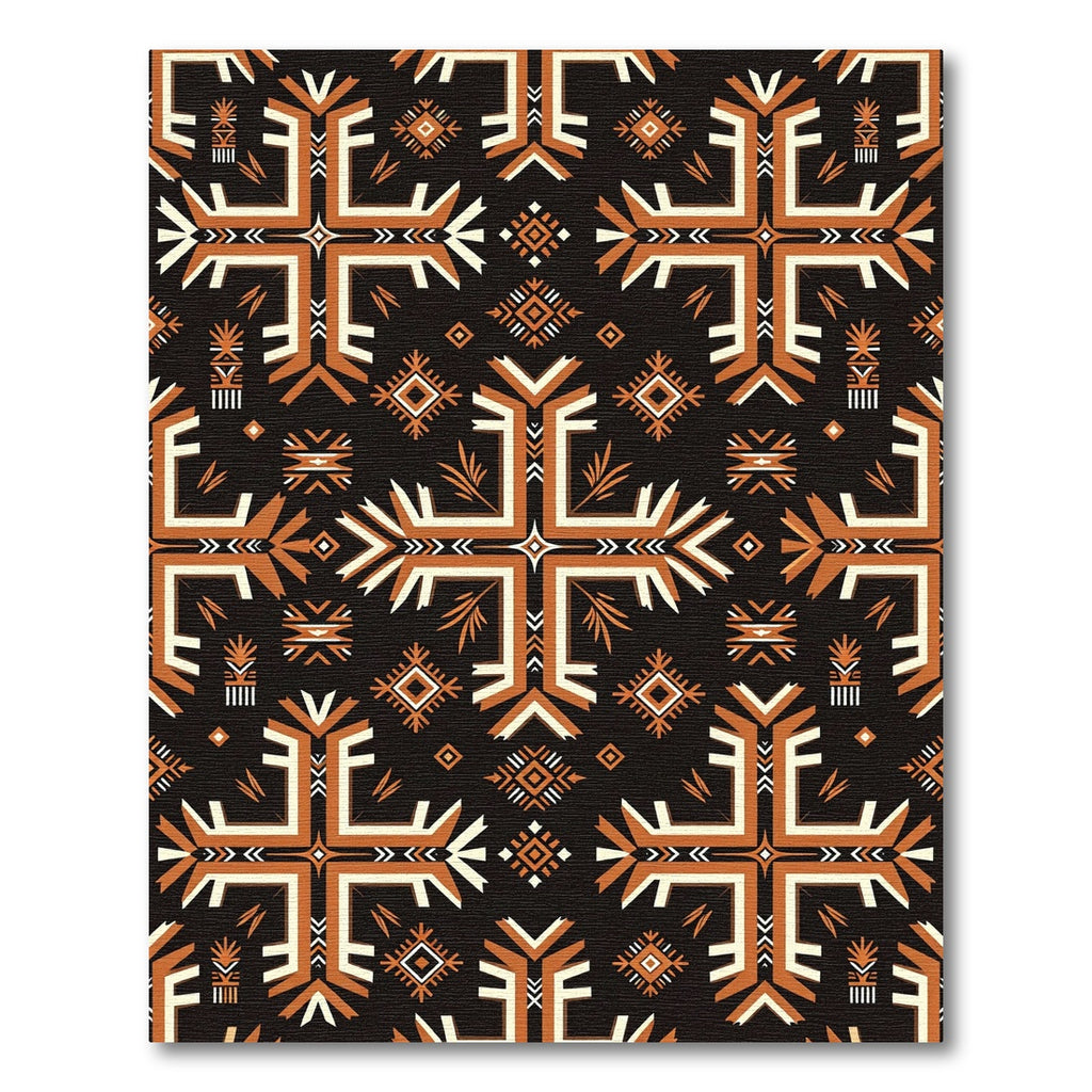 Earthy Ochre Geometric Cross Tile Rug