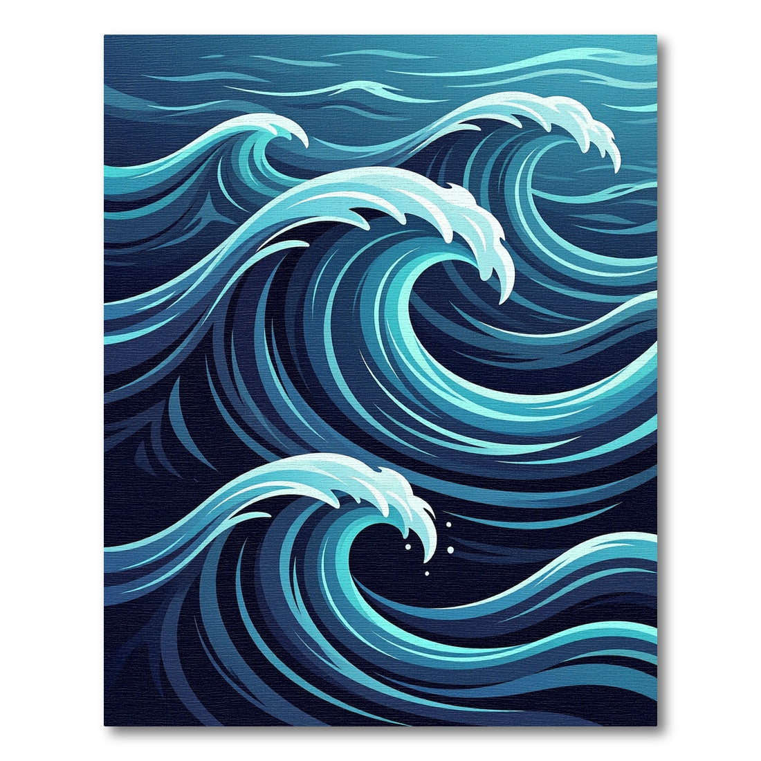 Deep Blue Ocean Wave Composition Rug