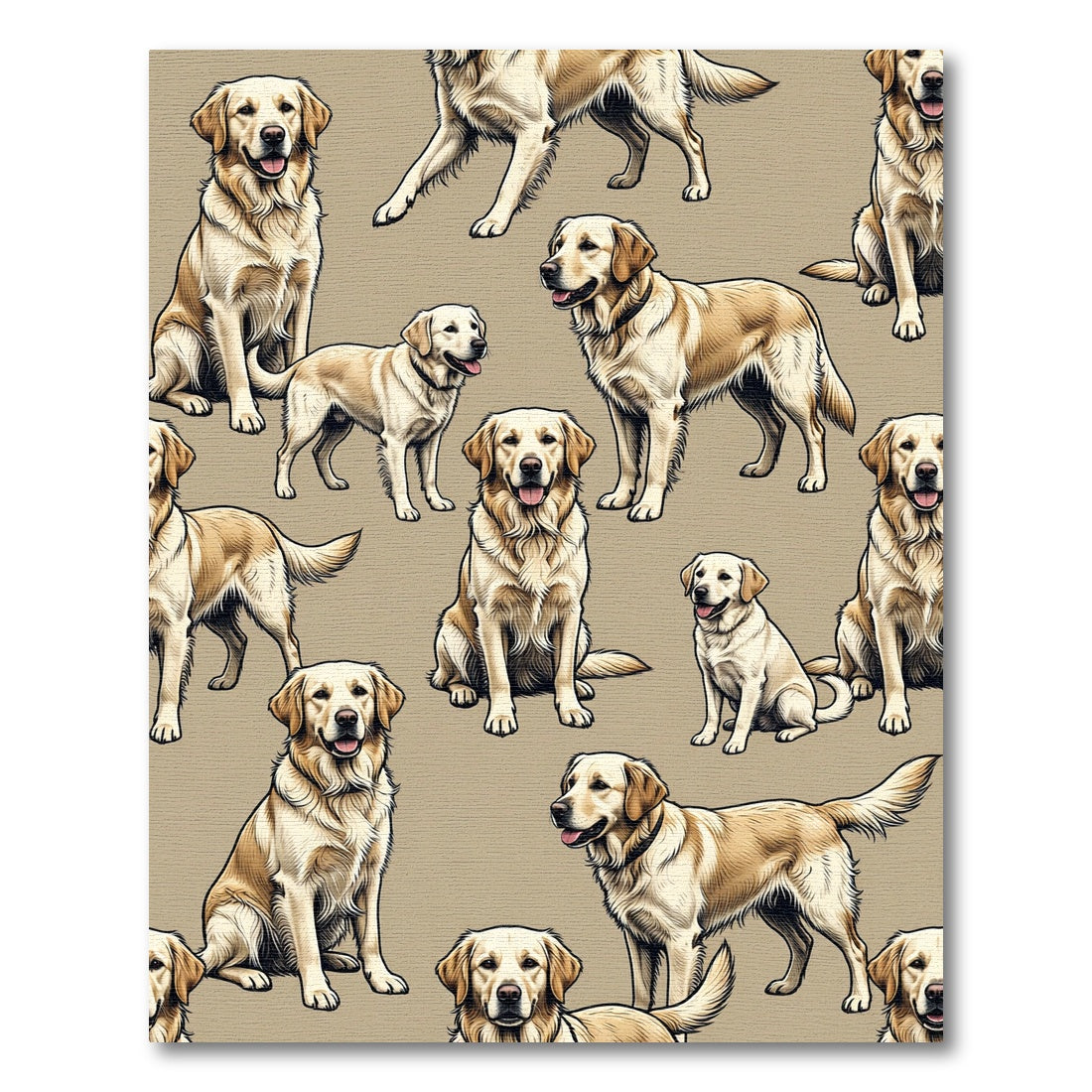Cheerful Golden Retriever Repeating Cream Rug