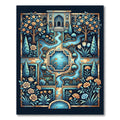 Illuminated Azure Garden Floral Medallion Rug